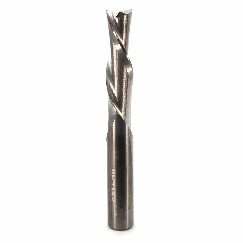 Standard Double Flute Spiral Router Bit - 3/8" SH - Types:Downcut Spiral Bit - Diameter:3/8" - Cutting Length:1-1/4"